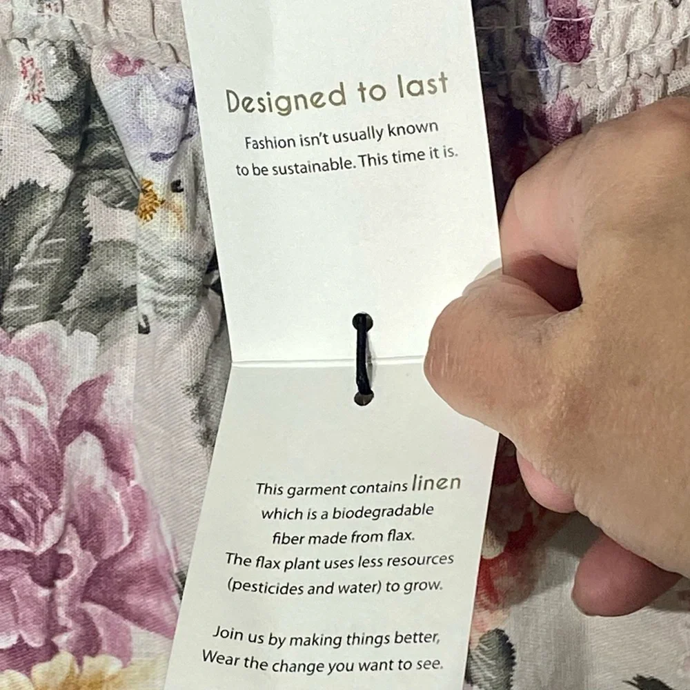 House of Harlow 1960 NWT Linen Blend Floral Adjustable Tie Maxi Dress Size Large - Picture 8 of 16